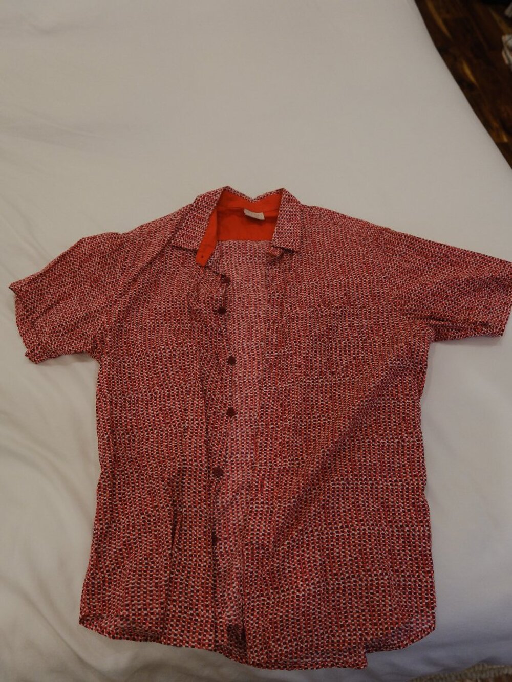 Roho Men's Red Geometric Short Sleeve Shirt XL